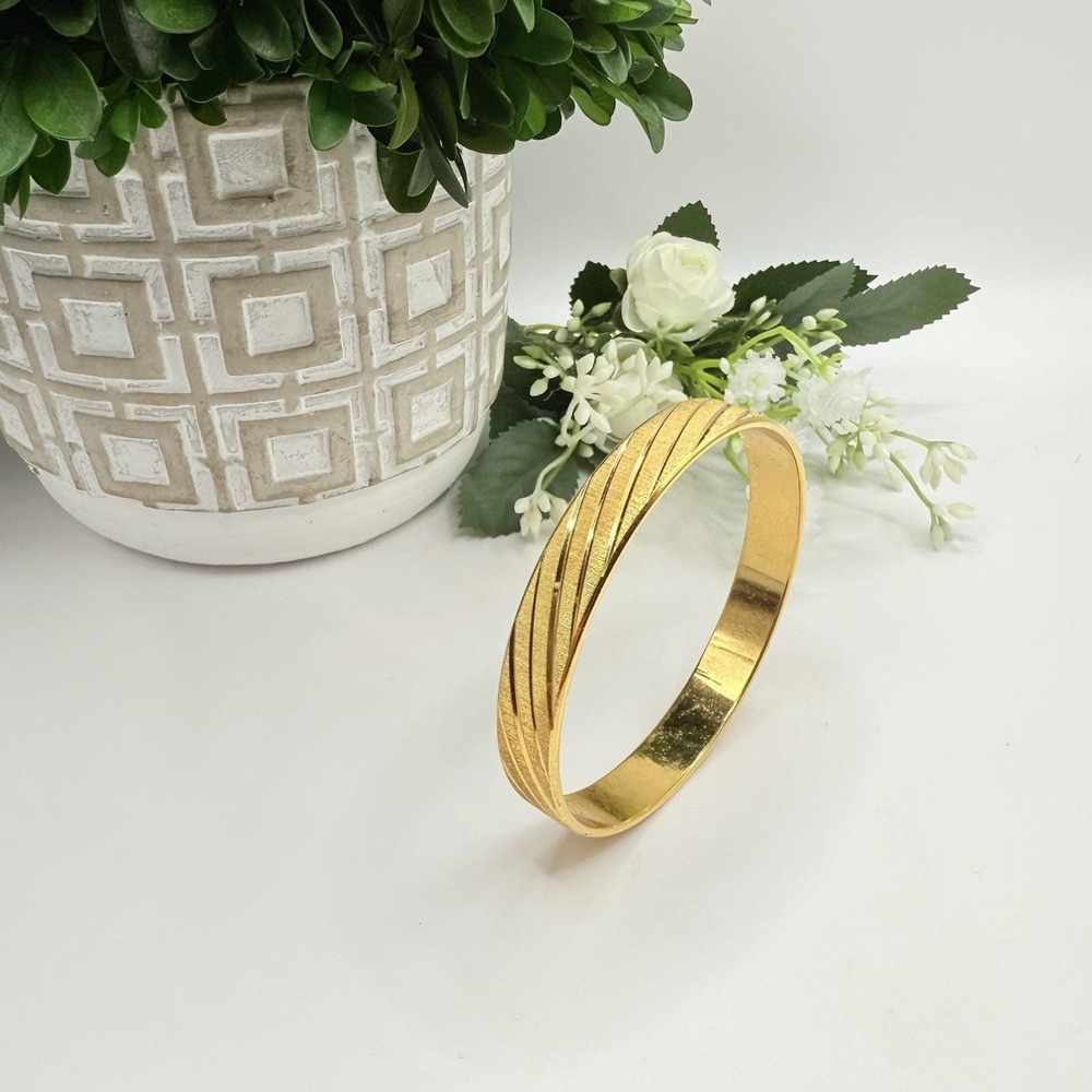 Vintage Monet Gold Bangle Bracelet Minimalist Quiet Luxury Jewelry